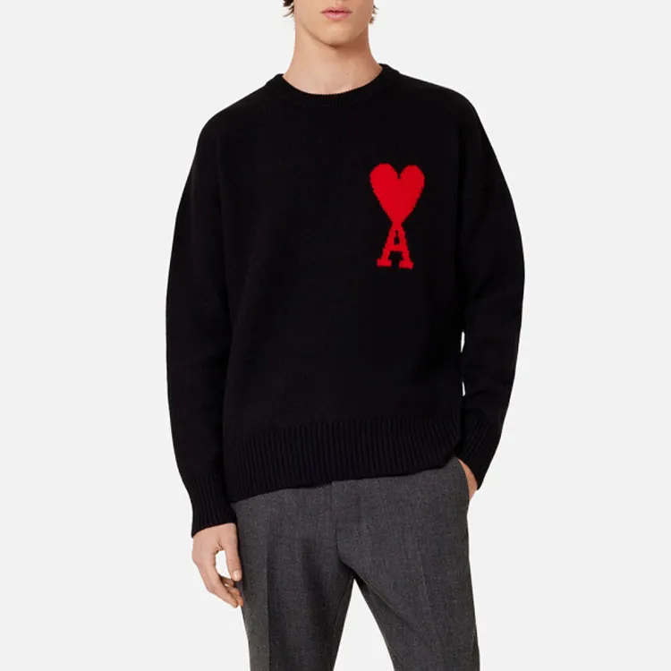 Ami Paris Ami De Coeur Intarsia Merino Wool Oversized Sweater-4