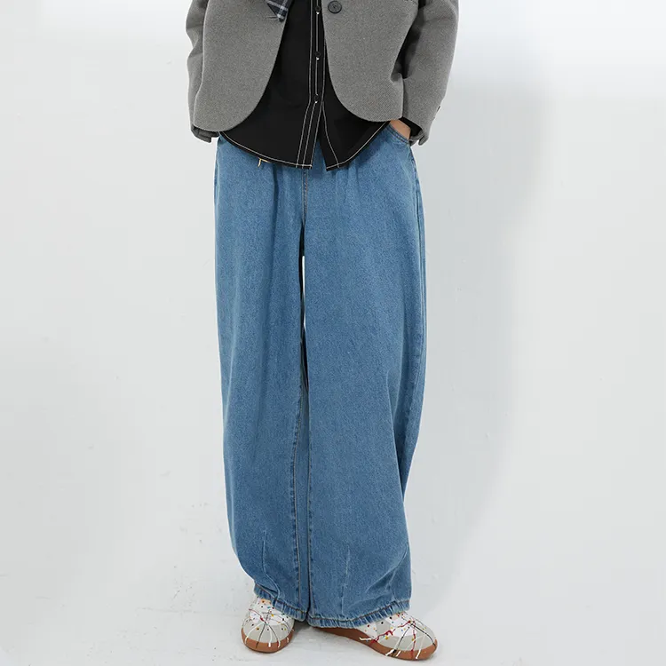 DEER AND FLYER Wide Leg Moderate Jeans Women's Denim Blue-5