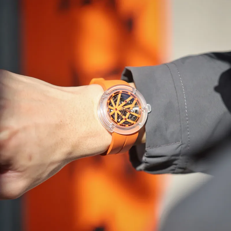 BONEST GATTI Offshore Speed Automatic Mechanical Movement Rubber Strap Watch Men's Watches Orange Watch Dial-2