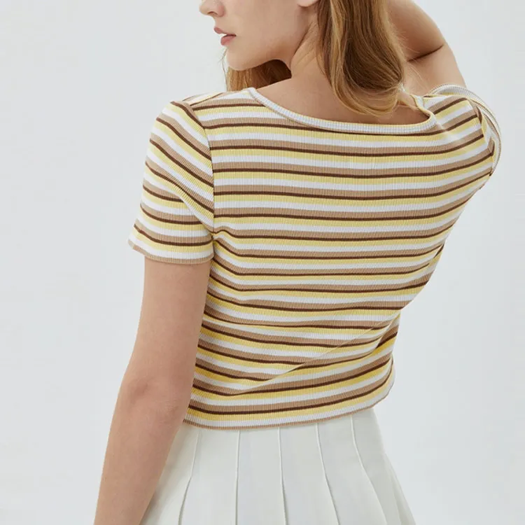 GAP T Shirt Women's Yellow Stripes-3