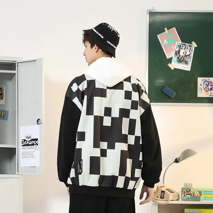 GENANX Baseball Jacket Unisex Black White-4