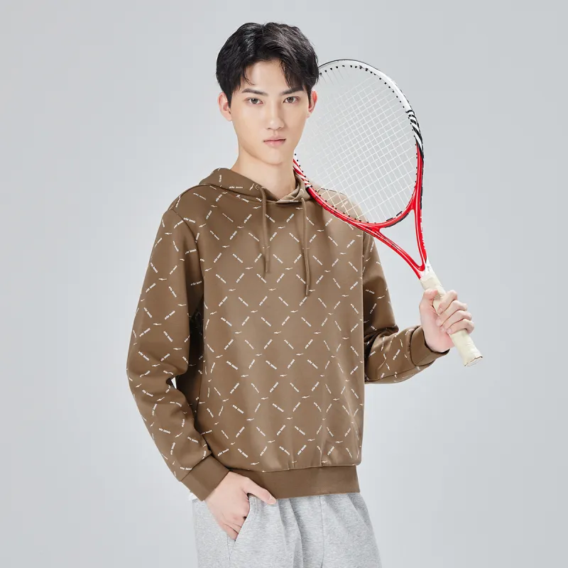Erke Hooded Loose Fit Regular Sweatshirt Spring Autumn And Winter Men's Latte Brown-5