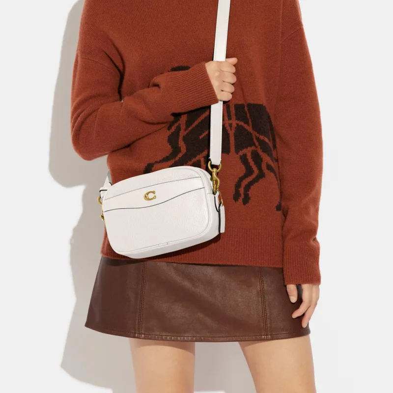COACH Jamie Extremely Soft Textured Leather Camera Bag Shoulder Bag Crossbody Bag Small Size Women's Chalk White-4