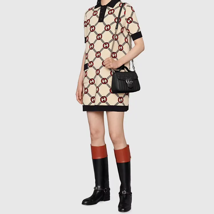 GUCCI GG Marmont Leather Messenger Bag Shoulder Bag Crossbody Bag Handbag Mini Women's Black-4