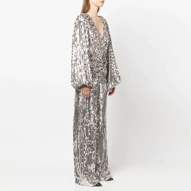 Rotate V-neck Sequin Jumpsuit-3
