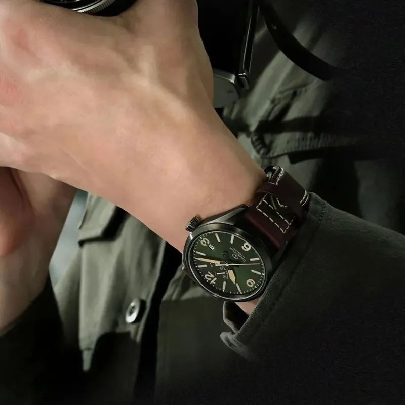 ORIENT STAR Sports Collection Automatic Mechanical Movement Leather Strap Watch Men's Watches Green Dial RE AU0201E00B-3