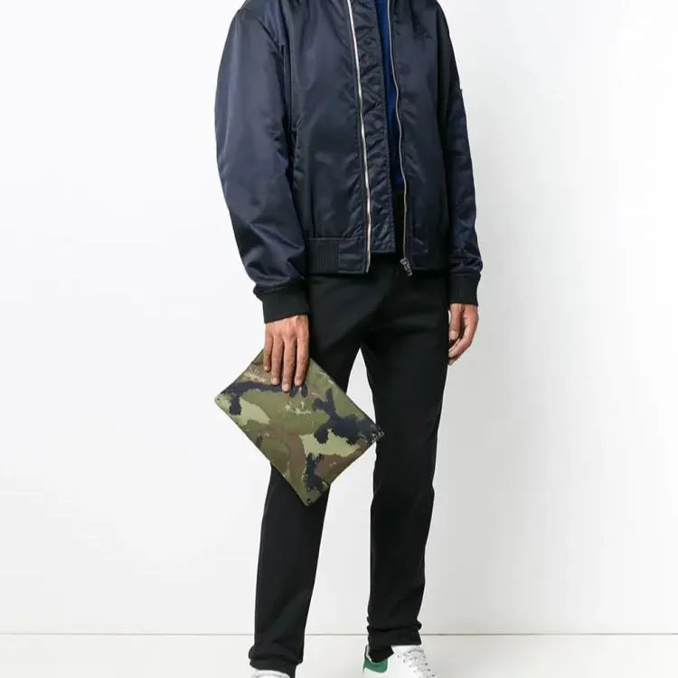 Valentino Fabric With Leather Clutch Tubas Men's Green-4