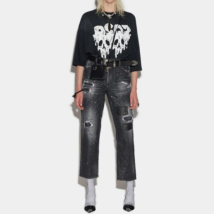 DSQUARED 2 High rise Distressed Wide leg Jeans-2