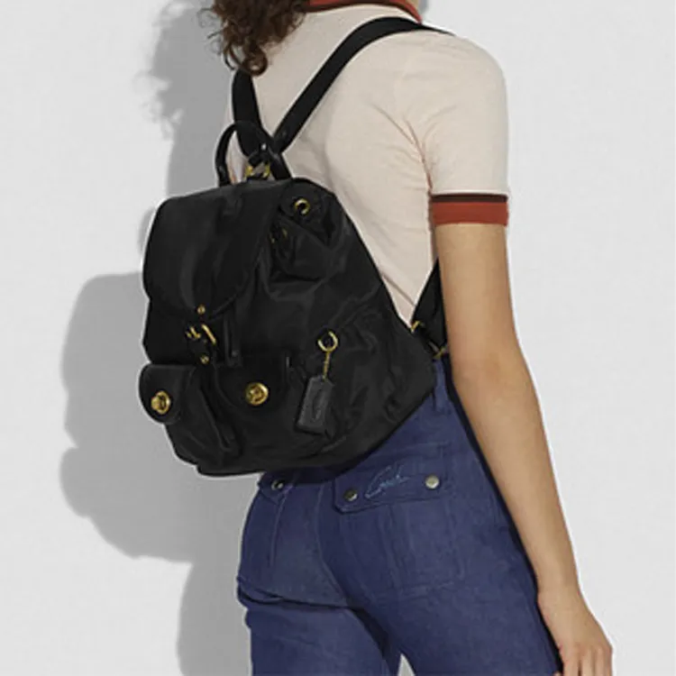COACH Cargo Leather Backpack Large Size Women's Black-6