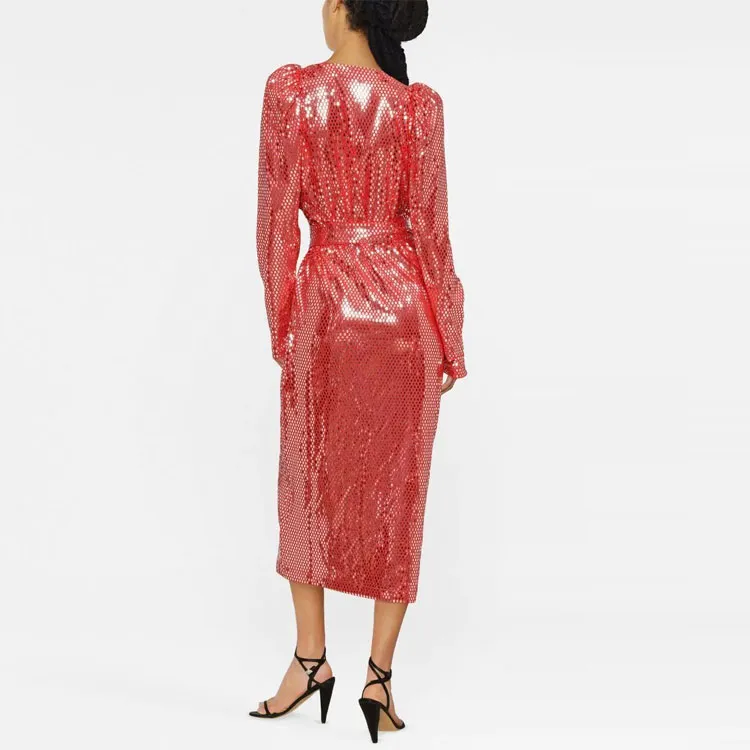 Rotate Bridget Metallic Midi Dress-2