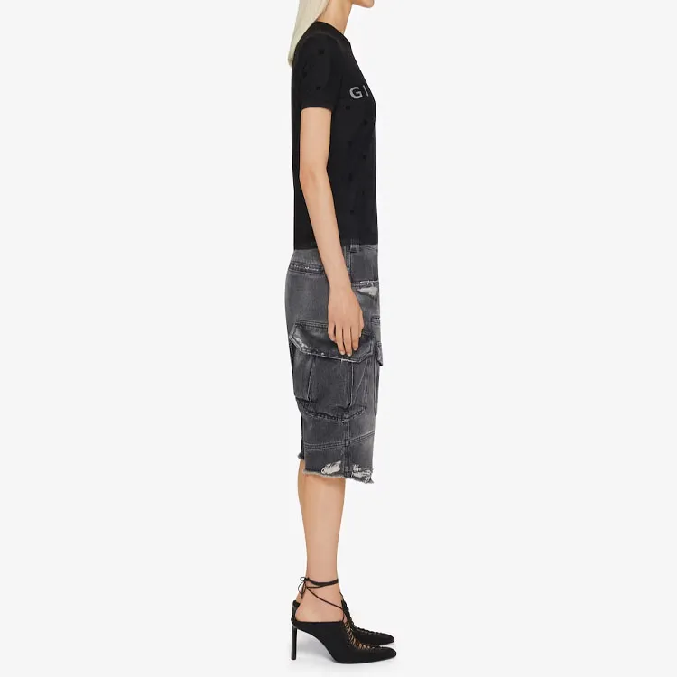 Givenchy All Over Logo Motif Patch Mesh Shirt-3