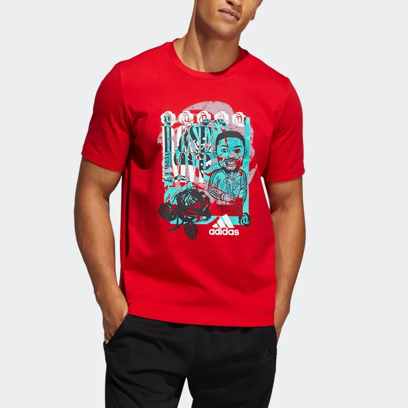Adidas Set in Sleeve T Shirt Men's Red-1