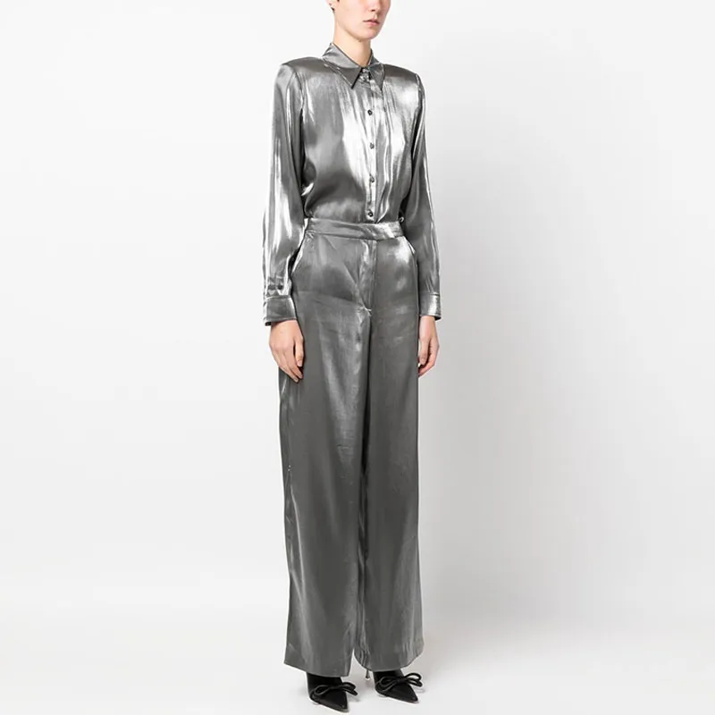 KARL LAGERFELD Iridescent Wide-leg Jumpsuit-3