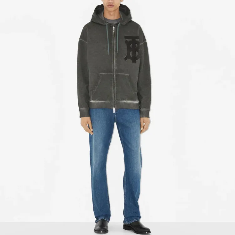 Burberry Monogram Motif Cotton Oversized Zip Hoodie-3