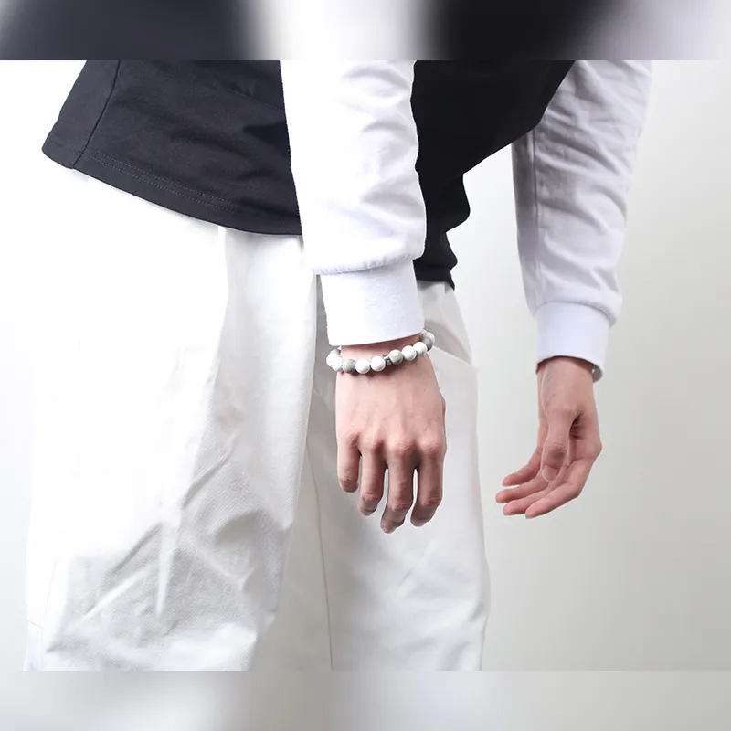 FOUNDIN White Turquoise Matte Silver Wire Stone Bracelets Unisex-3