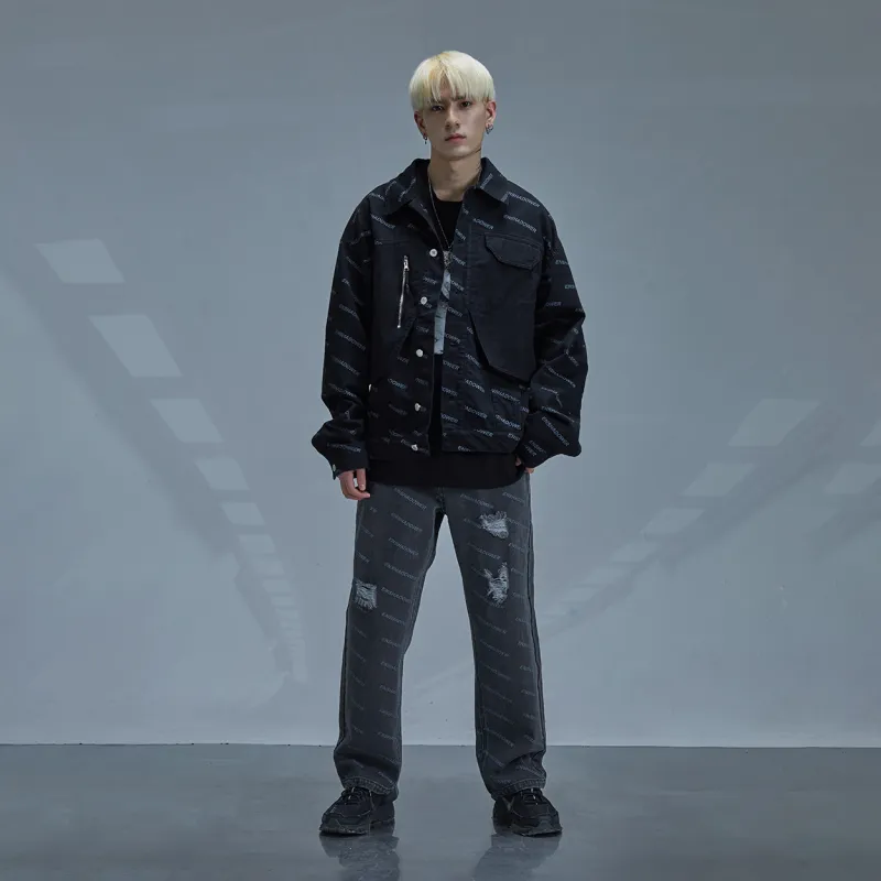 ENSHADOWER Jeans Unisex Black Gray Color-3