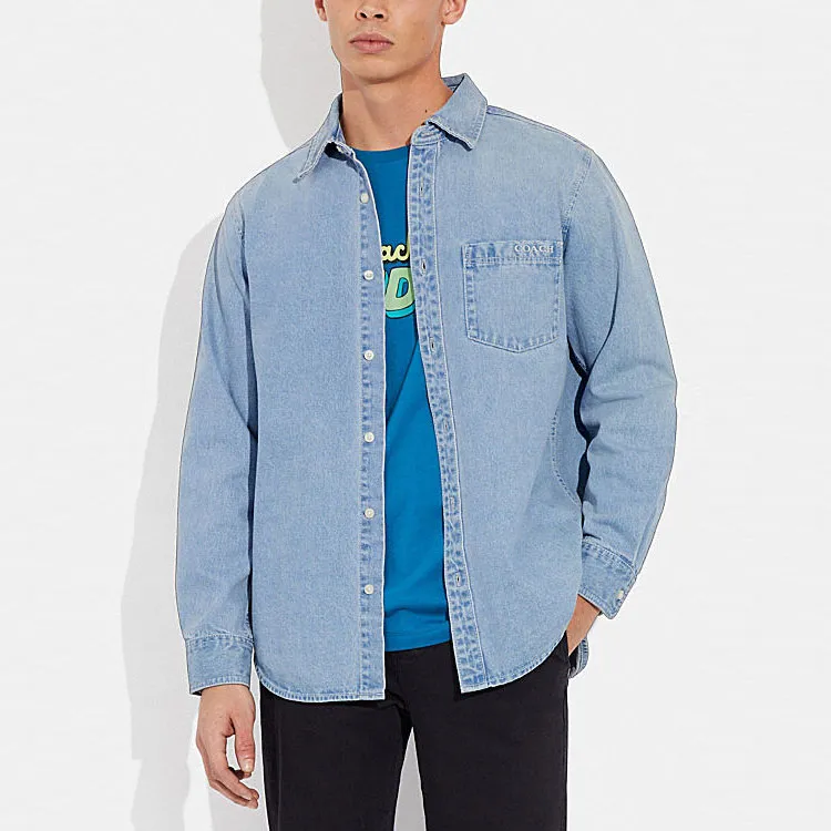 COACH Shirts Men Blue-1