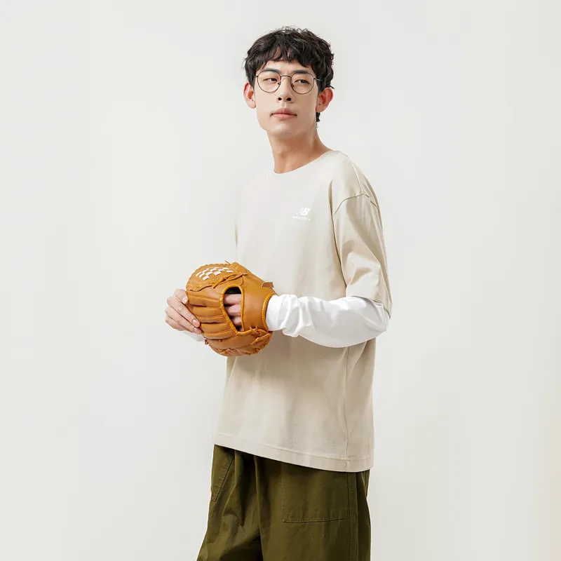 New Balance Contrasting Colors T Shirts Unisex Apricot-4