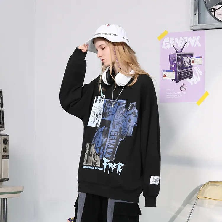 GENANX Crew Neck Loose Fit Regular Sweatshirt Unisex-2
