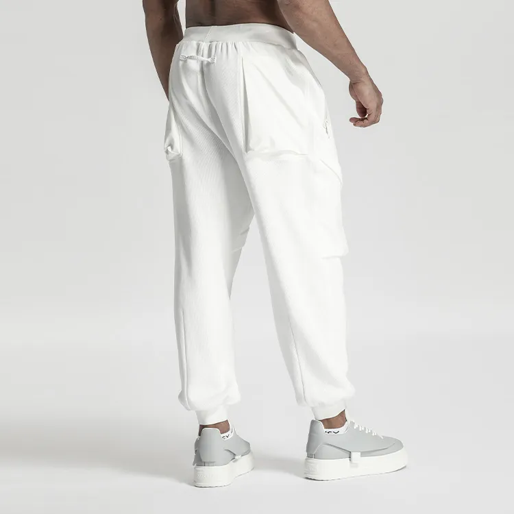 NORVINCY Warm Breathable Elastic Waistband Solid Color Casual Pants Unisex-8