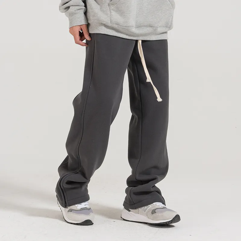 UFZ Thickened And Fleece-Lined Casual Pants Winter Unisex Dark Gray-2