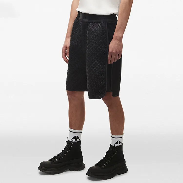 Moose Knuckles No Guilt Quilt Casual Shorts Men Black All Over Print Pattern-3