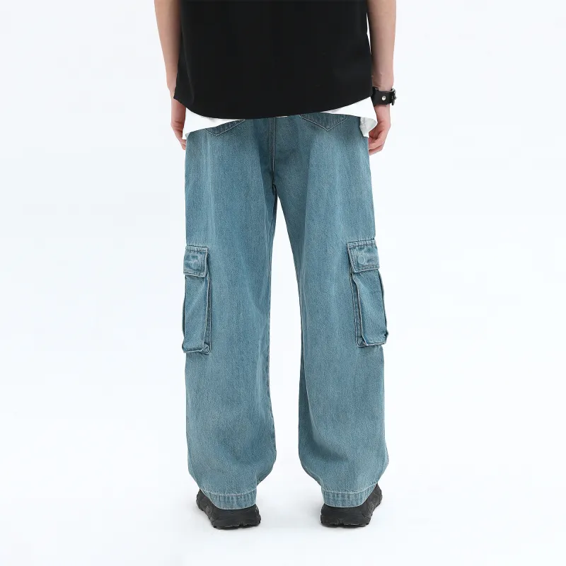BLUELANDINC Cargo Pants Moderate Jeans Women's Light Blue-2