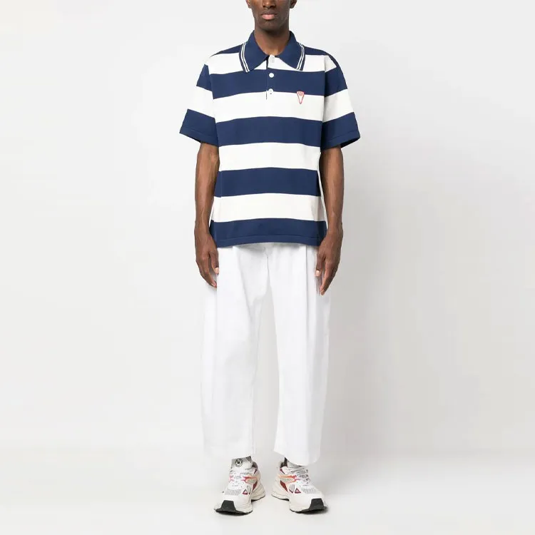 KENZO Logo Patch Short Sleeved Striped Polo Shirt-1