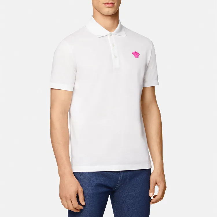 VERSACE Polo Shirts Men White-4