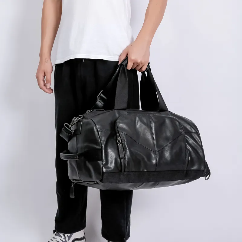Ace Paul Cow Leather Handbags Travel Bags Regular Unisex Black-6