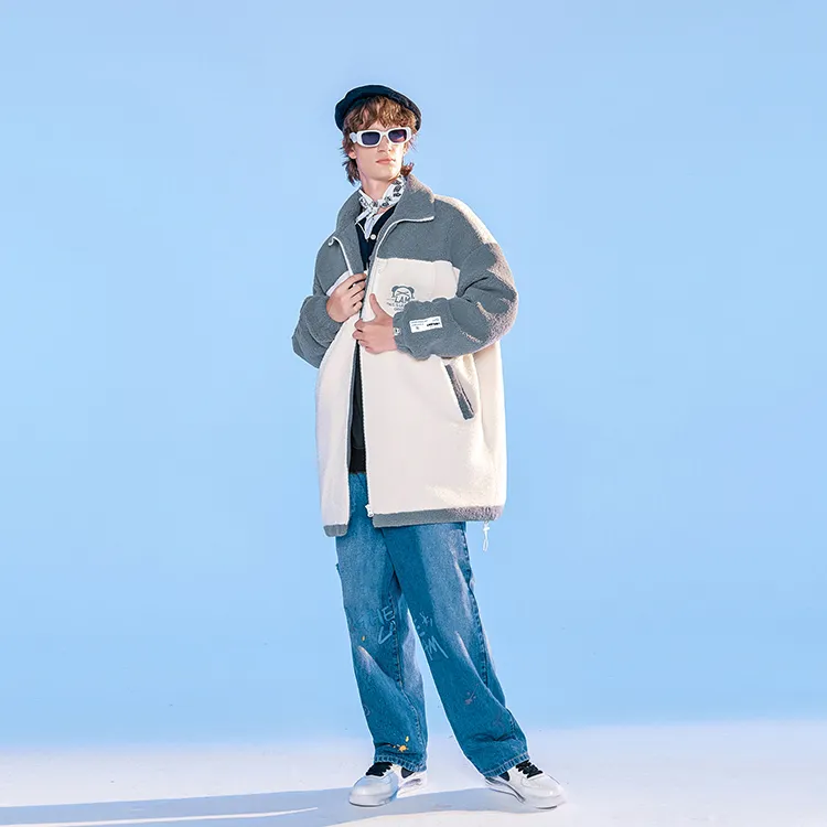 LAMLICKA Velvet feel Coat Unisex Gray-5