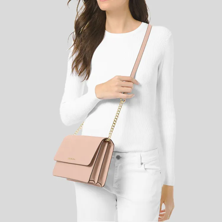 MICHAEL KORS Leather Envelope Bag, Shoulder Bag, Crossbody Bag Women's Milk Tea Pink-4