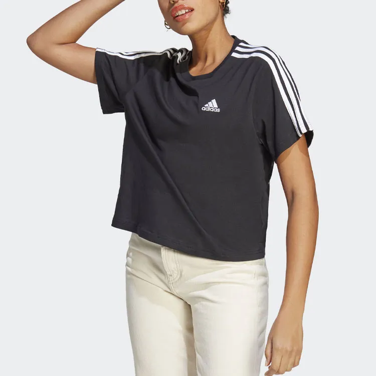 Adidas Drop Shoulder Sleeve T Shirt Women's Black-2
