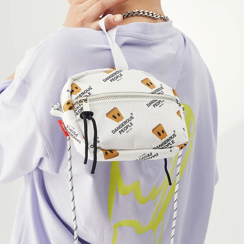 DANGEROUSPEOPLE All Over Print Coin Purse, Crossbody Bag Mini Unisex White/Black-2