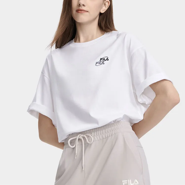 FILA Drop Shoulder Sleeve T Shirt Unisex Standard White-2