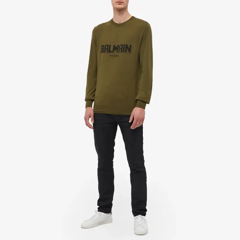 BALMAIN FW22 Sweater Men's Olive Green-1