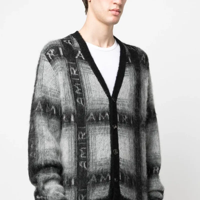 AMIRI FW22 V Neck Fitted Long Sleeved Knitwear Men's Light Gray-4