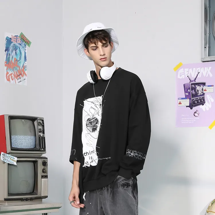 GENANX Sweatshirts Unisex Black-4