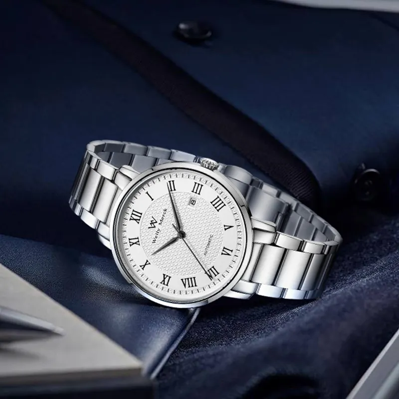 Welly Merck Classic Collection Automatic Mechanical Movement Men's Watches Watch 42mm White Dial-3