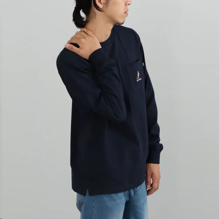 Beams T-Shirts Men Marine Blue-5