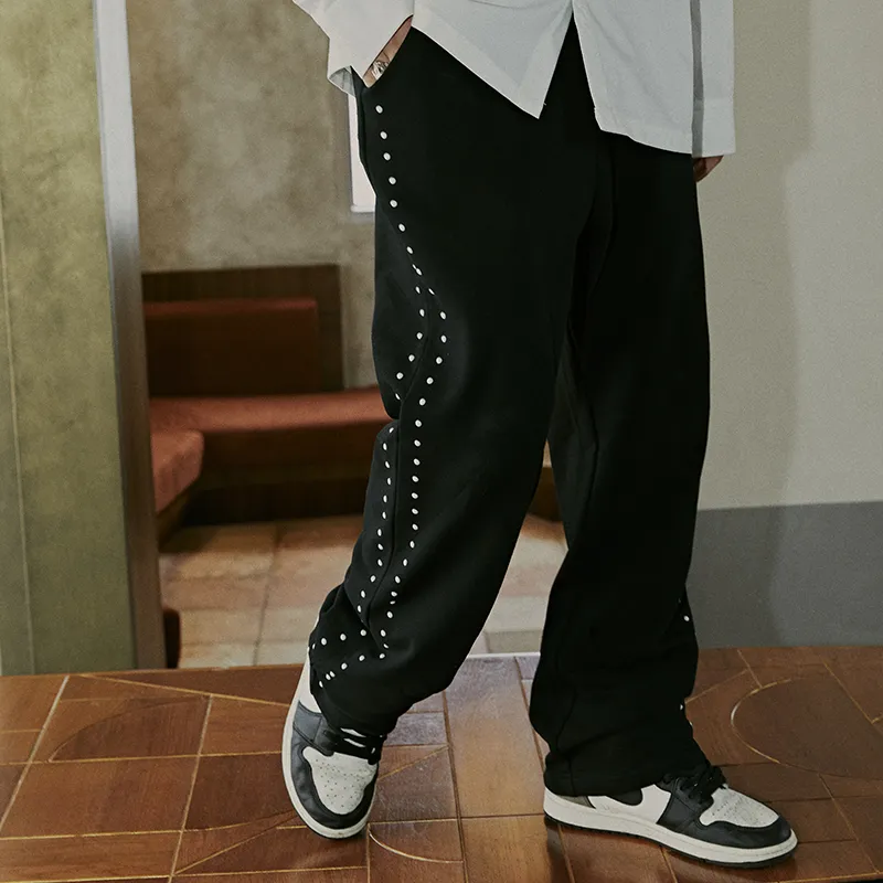 SHOOT BRAND Straight Casual Pants Unisex Black-2