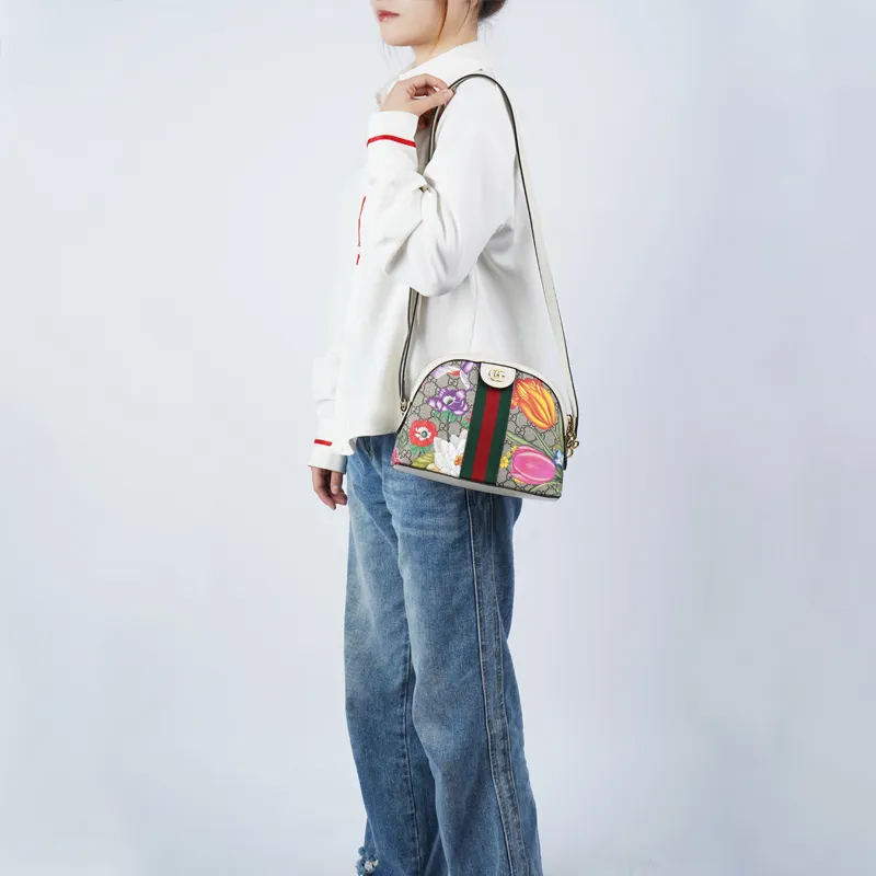 GUCCI Ophidia Canvas With Leather Dome Bag, Shoulder Bag, Crossbody Bag Women's-6