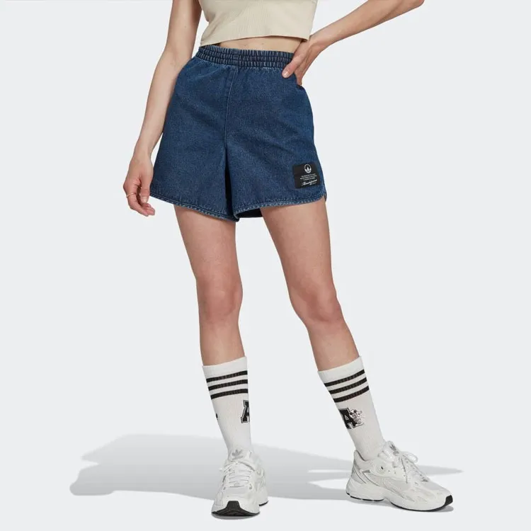 Adidas Originals Denim Shorts Women's Blue-1