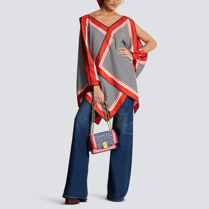 BALMAIN Monogram print Silk Scarf Dress-2