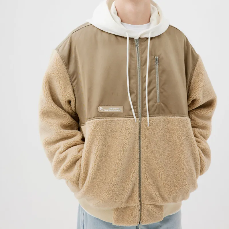 FPA Letter Solid Color Baseball Collar Loose Fit Moderate Puffer Jacket Unisex-5