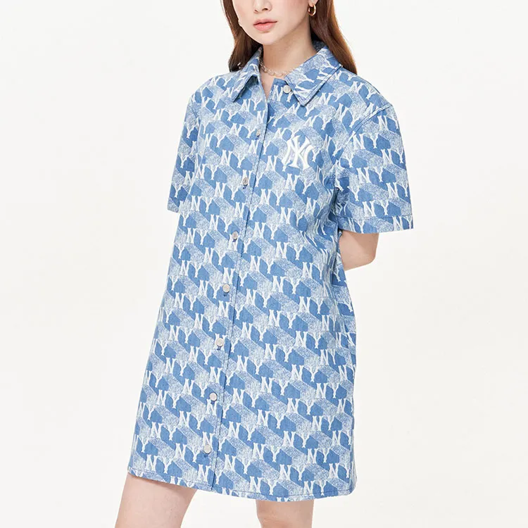 MLB Short Sleeved Dresses Women's Light Sky Blue-3