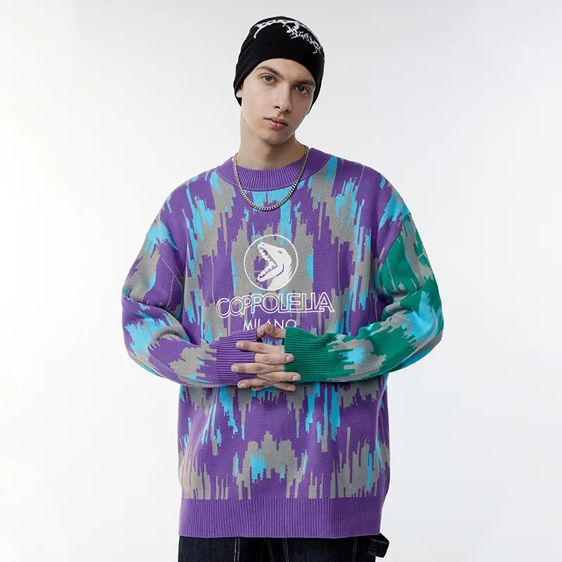 Loose Fit Sweater Unisex Camouflage Purple-4