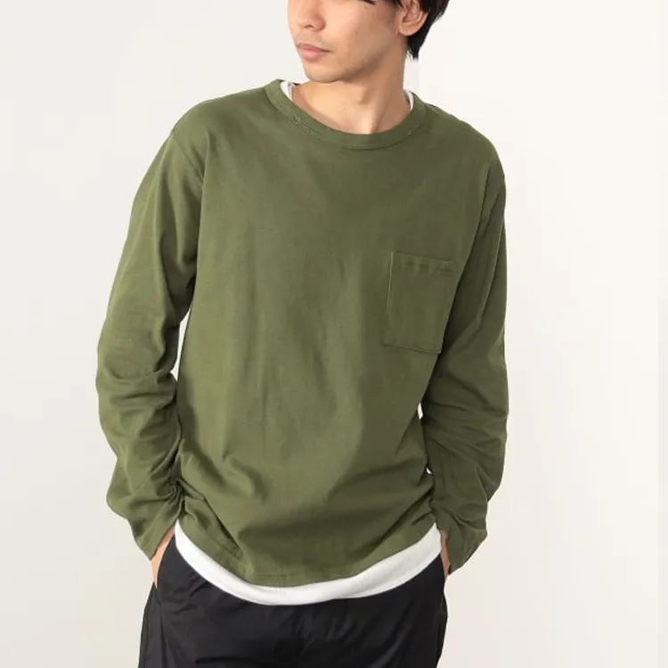 Beams T-Shirts Men Olive Green-5