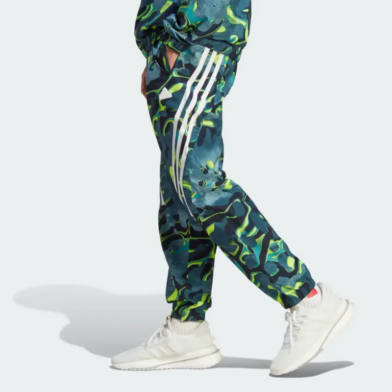 Adidas Future Icons Allover Print Tracksuit Bottoms Athletic Trousers Men's Night Blue-3