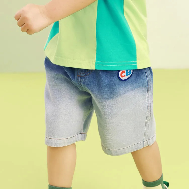 CICIIBEAR Denim Shorts Kids Blue With White Lettering-1